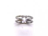 Silver Double Row CZ Solitaire Ring N