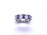 Silver Purple & White CZ Eternity Ring N