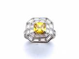 Silver Yellow & Clear CZ Cluster Ring