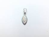 Silver White Created Opal Marquise Drop Pendant