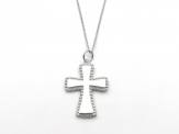 Silver Edged Cross Pendant & Chain 18 Inch