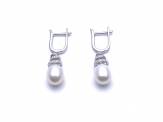 Silver Freshwater Pearl & CZ Drop Earrings