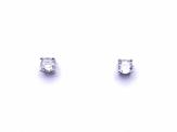 Silver Round Claw Set CZ Stud Earrings 4mm