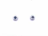 Silver Sapphire & CZ Cluster Stud Earrings
