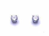 Silver Round Claw Set CZ Stud Earrings 8mm