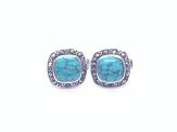 Silver Marcasite & Turquoise Stud Earrings