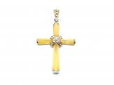 Silver Yellow Amber Cross Pendant