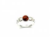 Silver Cogniac Amber Round Ring M