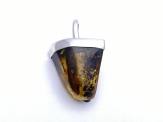 Large Green Amber Tooth Shaped Pendant 45 x 60mm