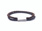 Brown & Grey Double Strand Leather Bracelet