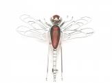 Silver Amber Dragonfly Brooch