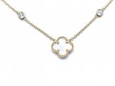 Silver Gold Plated MOP Clover & CZ Necklet