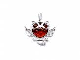 Silver Amber Owl Pendant
