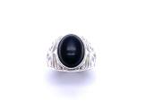 Silver Filigree Whitby Jet Ring