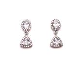 Silver CZ Drop Stud Earrings