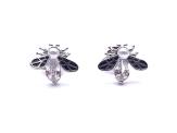 Silver Fly Stud CZ Earrings