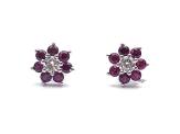 Silver CZ Flower Earring Studs 9mm