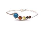 Multi Coloured Amber and Turquoise Hinged Bangle