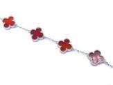 Silver Red Multi Clover Bracelet