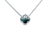 Silver Green Clover Pendant & Chain