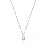 Silver Rhodium Plated CZ Initial Necklace D
