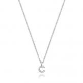Silver Rhodium Plated CZ Initial Necklace C