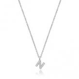Silver Rhodium Plated CZ Initial Necklace N