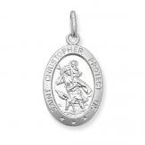 Silver Oval St Christopher Pendant 20x15mm