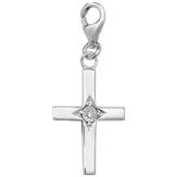 Silver CZ Clip On Cross Pendant/Charm