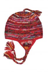 Earflap hat - pure wool - red electric