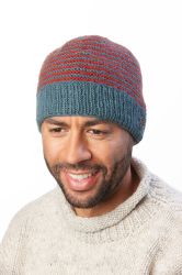 NAYA Texture Stripe - pure wool beanie - slate dark spice