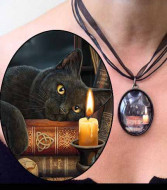 The Witching Hour - Black Cat Picture Pendant