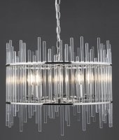 Dar Olyn 5 Light Pendant Polished Nickel & Glass