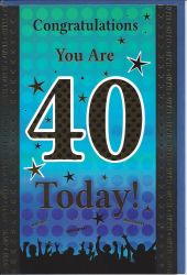 40th Birthday Card - Male Blue 40 Today