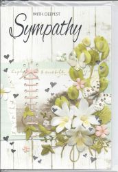 Sympathy Card - Deepest Sympathy - Flowers & Hearts 