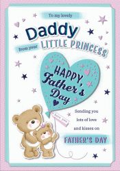 Father's Day Card - Deluxe Boxed - Daddy Little Princess - 3D Glitter - Regal