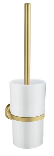 Smedbo Home Brushed Brass Toilet Brush with Container