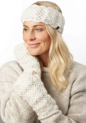 Pure Wool Fleece Lined - Sparkle Crochet Headband - White