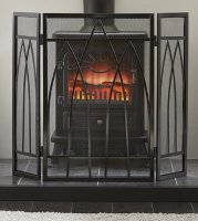 Inglenook Church 3 Panel Heavy Black Firescreen