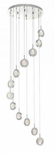 Dar Livia 12 Light Cluster LED Pendant Pol Chr & Glass Spheres