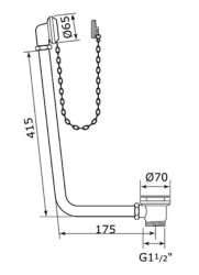 Perrin & Rowe Bath Waste and Overflow With Exposed Pipes - Nickel