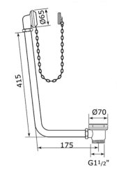 Perrin & Rowe Bath Waste and Overflow With Exposed Pipes - Pewter