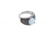 Silver Marcasite and Created Opal Ring