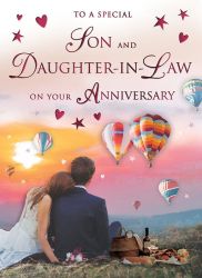 Wedding Anniversary Card - Son & Daughter-in-Law - Hot Air Balloon - Regal