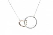 Silver & Rose Plated Heart & Circle Necklet