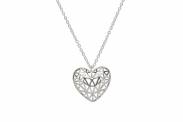 Silver Crosshatch Heart Pendant & Slider Chain