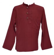 Button loop - flax shirt - dark maroon