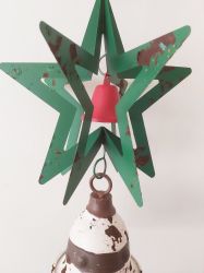 Christmas 3D Green Metal Star & White Bell Decoration