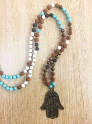 The HAMSA Mala - with Bronze Pendant