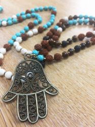 The HAMSA Mala - with Bronze Pendant